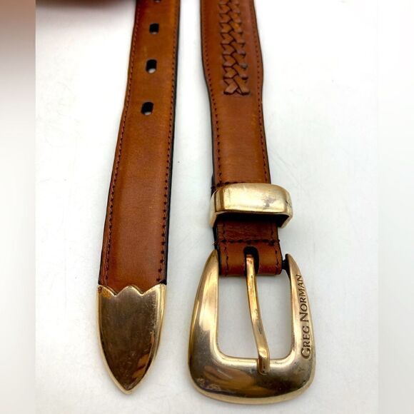Greg Norman Men’s Brown Genuine Leather Braidered Belt Size 40/100 47,5”/46” - Picture 2 of 8